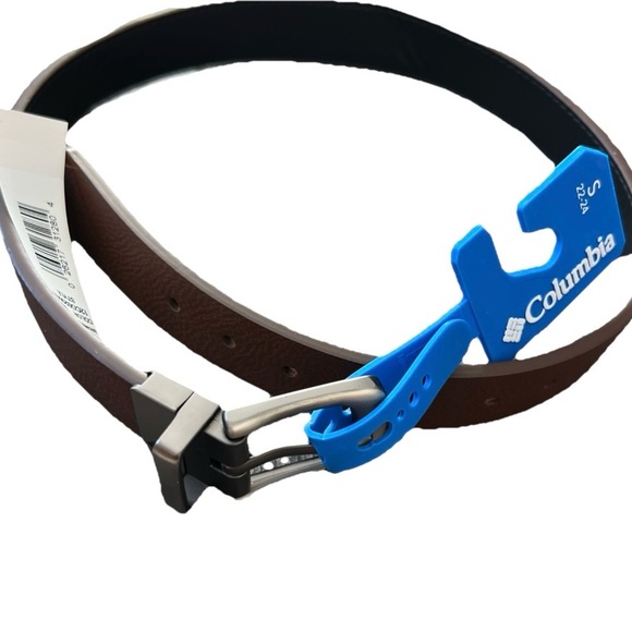 NEW Columbia Men Small 22-24 Reversible Black/Brown Leather Belt Versatile - Picture 1 of 4